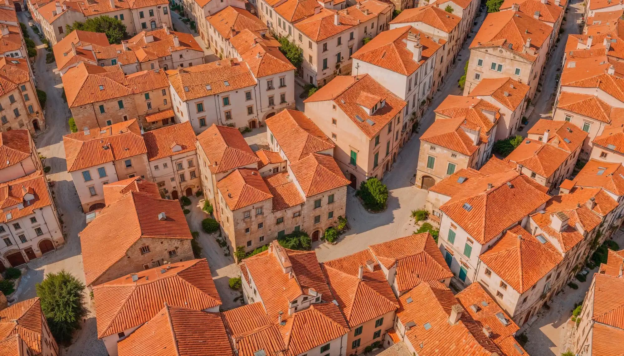 Aerial view of rooftops